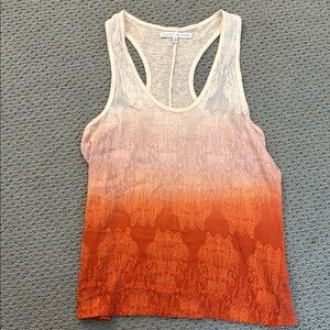 Cream and Orange Crop Tank Top Relaxed Style